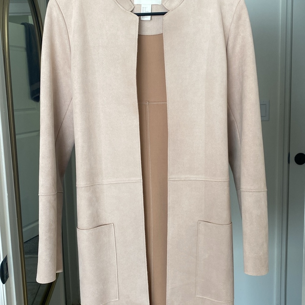 🌼 H&M Tan Longline Suede feeling/looking material Blush Coat - Picture 6 of 13